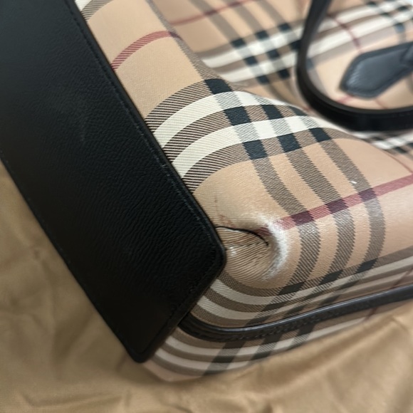 Burberry Reversible Check Leather Haymarket Tote - Picture 6 of 6